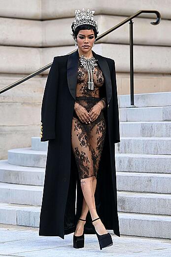 Teyana Taylor see through to tits at the Schiaparelli Haute Couture Week Spring∕Summer 2026 at Paris Fashion Week