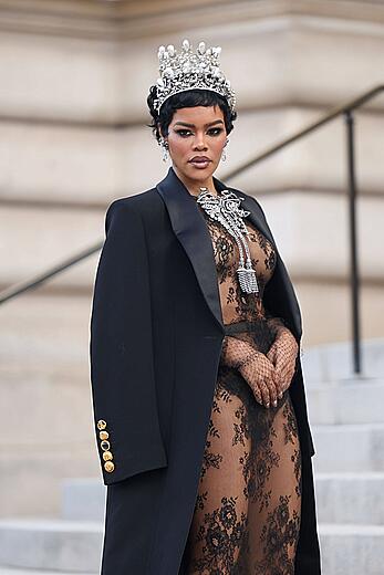 Teyana Taylor see through to tits at the Schiaparelli Haute Couture Week Spring∕Summer 2026 at Paris Fashion Week