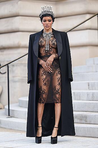 Teyana Taylor see through to tits at the Schiaparelli Haute Couture Week Spring∕Summer 2026 at Paris Fashion Week