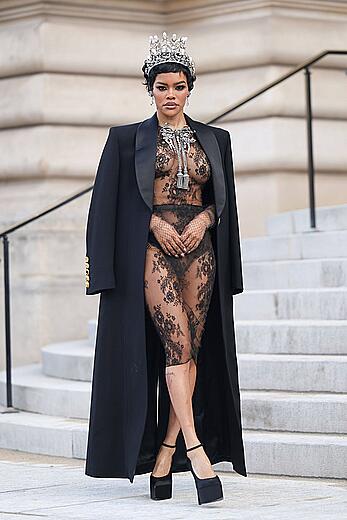 Teyana Taylor see through to tits at the Schiaparelli Haute Couture Week Spring∕Summer 2026 at Paris Fashion Week