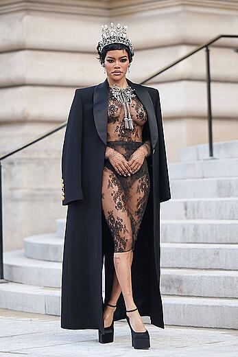 Teyana Taylor see through to tits at the Schiaparelli Haute Couture Week Spring∕Summer 2026 at Paris Fashion Week