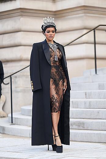 Teyana Taylor see through to tits at the Schiaparelli Haute Couture Week Spring∕Summer 2026 at Paris Fashion Week