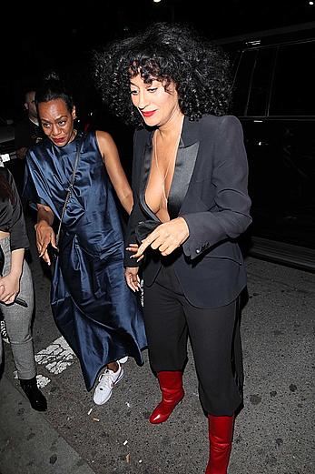 Tracee Ellis Ross downblouse atr Drake's Birthday party