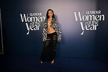 Tyla braless shows her sexy tum at the Glamour Women of the Year Awards in London