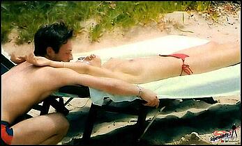 Alessia Mancini topless on a beach paparazzi photos
