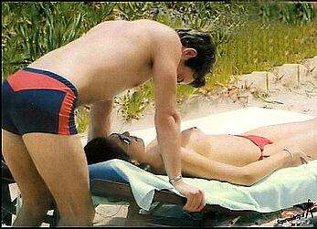 Alessia Mancini topless on a beach paparazzi photos