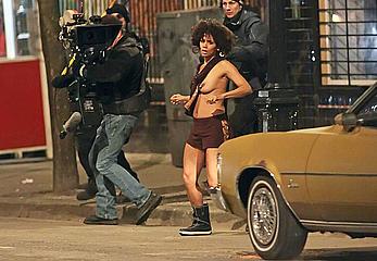 Halle Berry topless during filminf movie